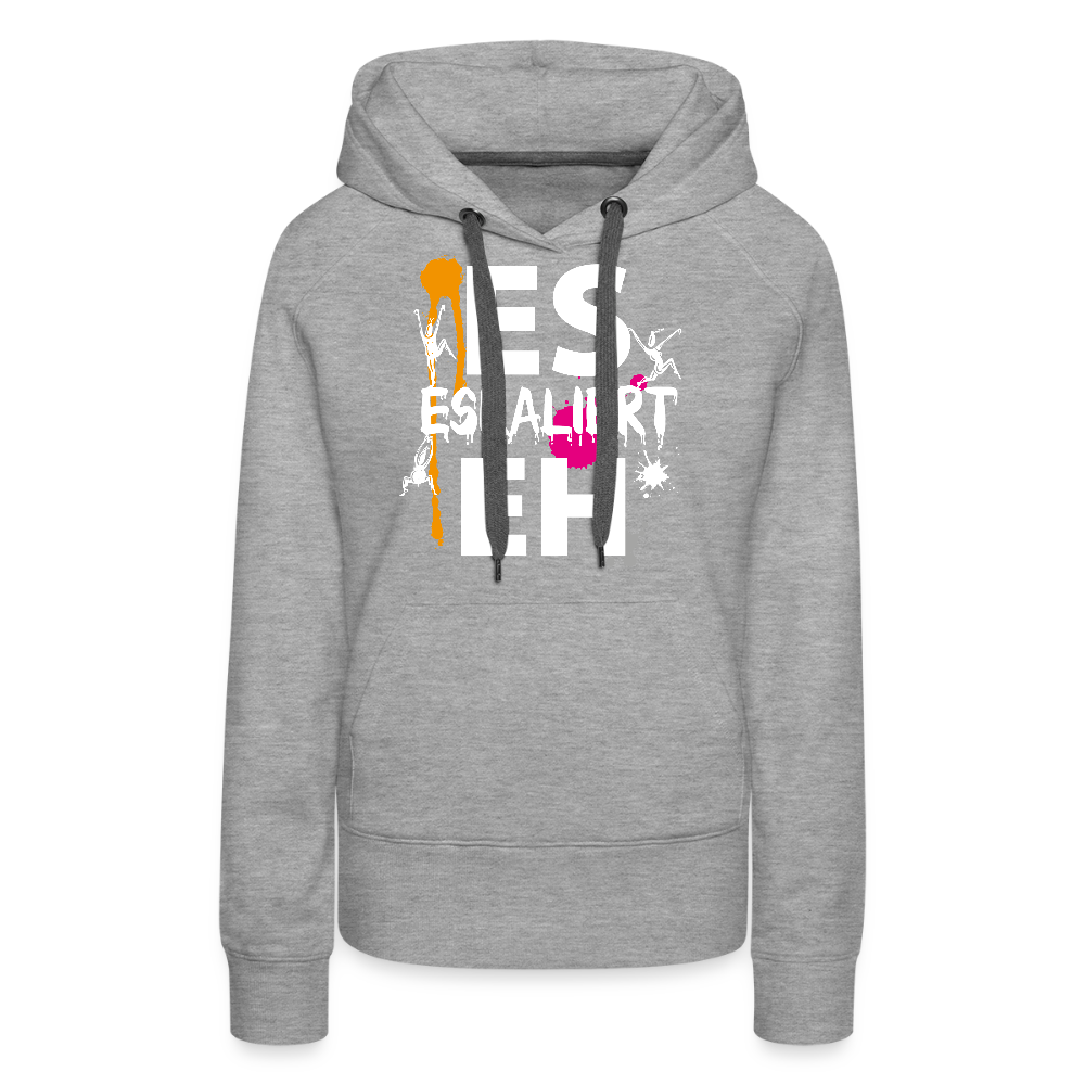 Frauen Premium Hoodie mit ES ESKALIERT EH PRINT - Grau meliert