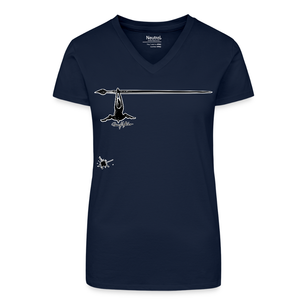 Bio Frauen T-Shirt mit V-Ausschnitt mit MÄNNLE PRINT - Dunkelblau