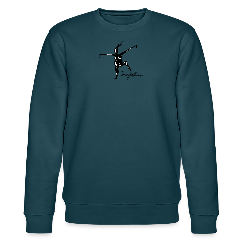 Unisex Bio-Sweatshirt mit TUSCHEWEIBCHEN PRINT - Dunkles Petrol