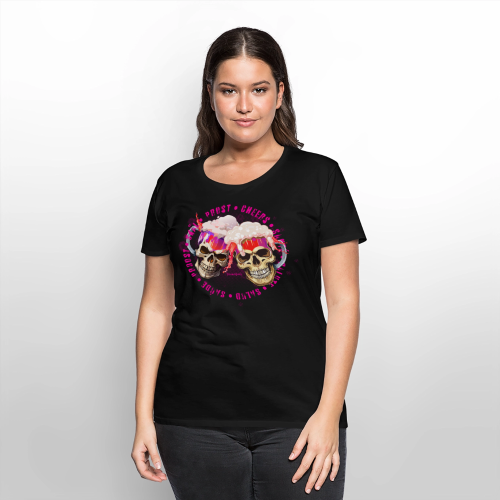 Frauen Premium T-Shirt mit OKTOBERFEST SKULL GIRL PRINT - Schwarz