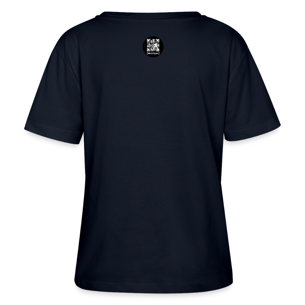 Relaxed Rundhals Frauen Bio-T-Shirt mit KEEP CALM PRINT - Navy