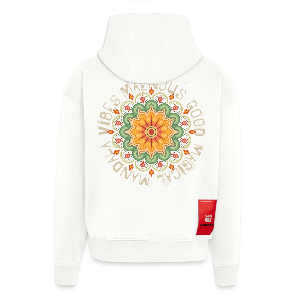 Heavyweight Oversized Organic Hoodie Made in EU mit Mandala Vibes Print - OFF WHITE