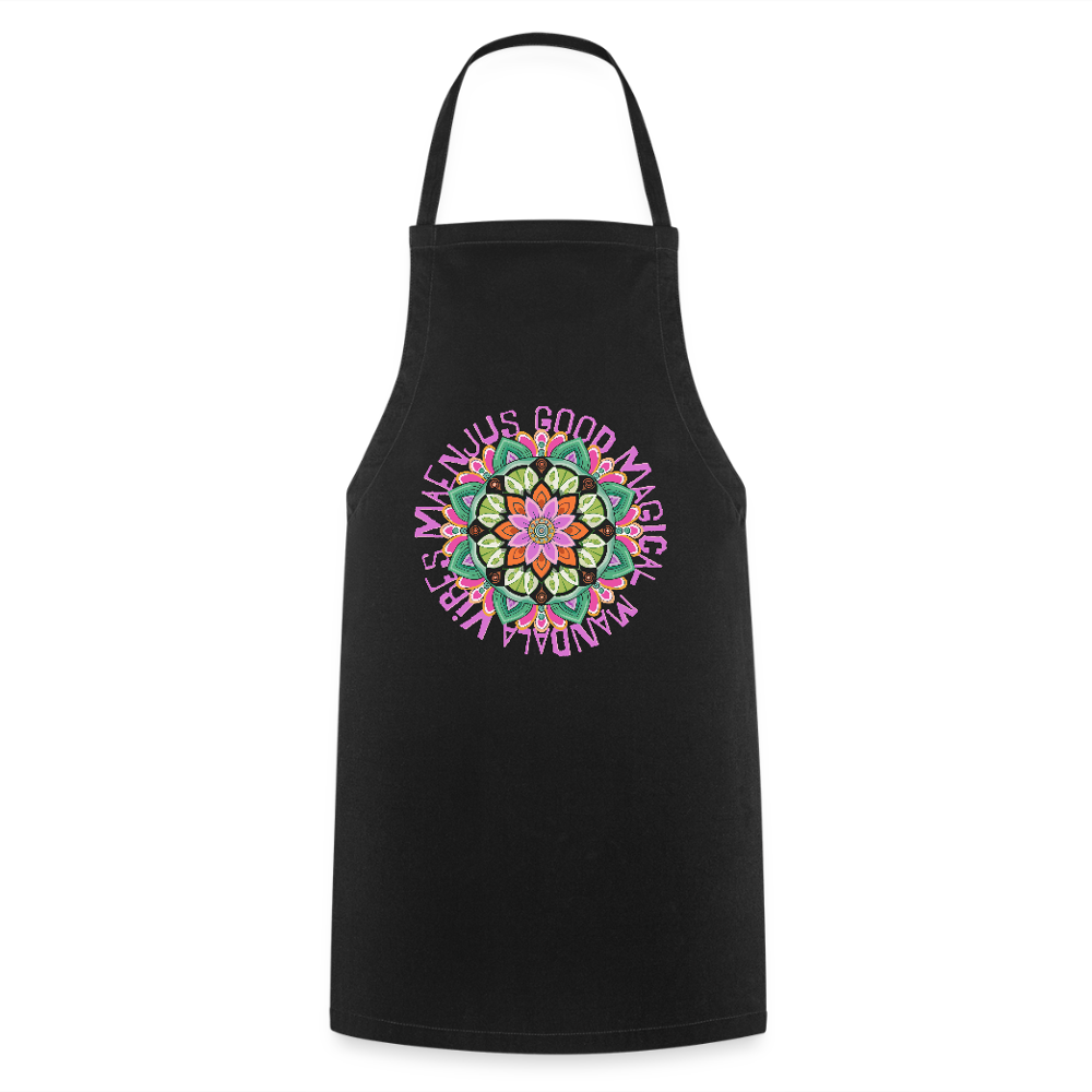 Kochschürze mit Mandala Vibes Motiv V - Schwarz