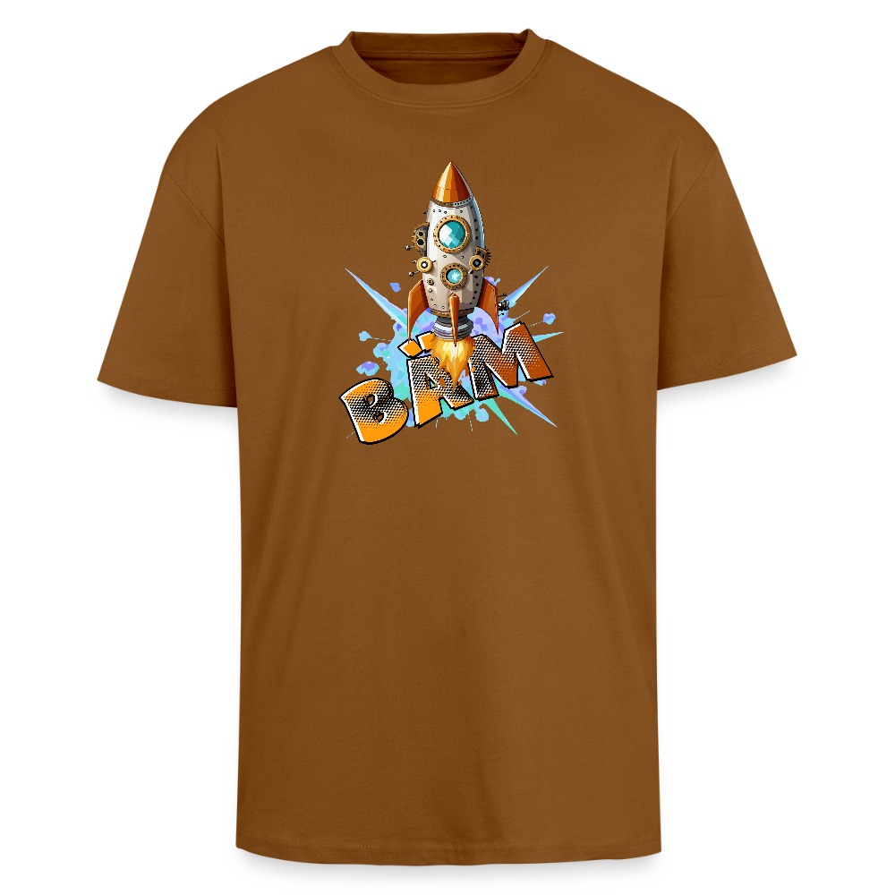 Heavy Oversize T-Shirt mit RAKETE PRINT - Toffee