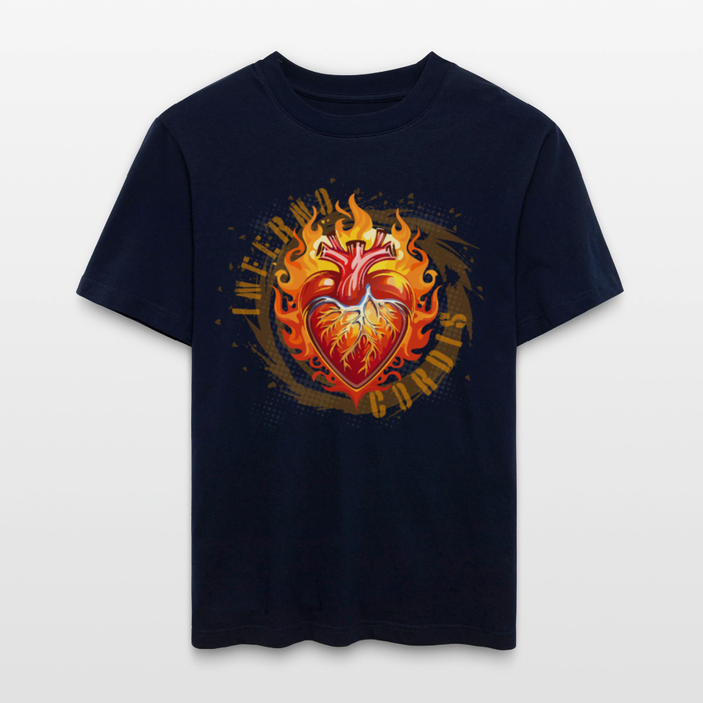 Unisex Bio-T-Shirt mit FEUERHERZ ORANGE PRINT - Navy