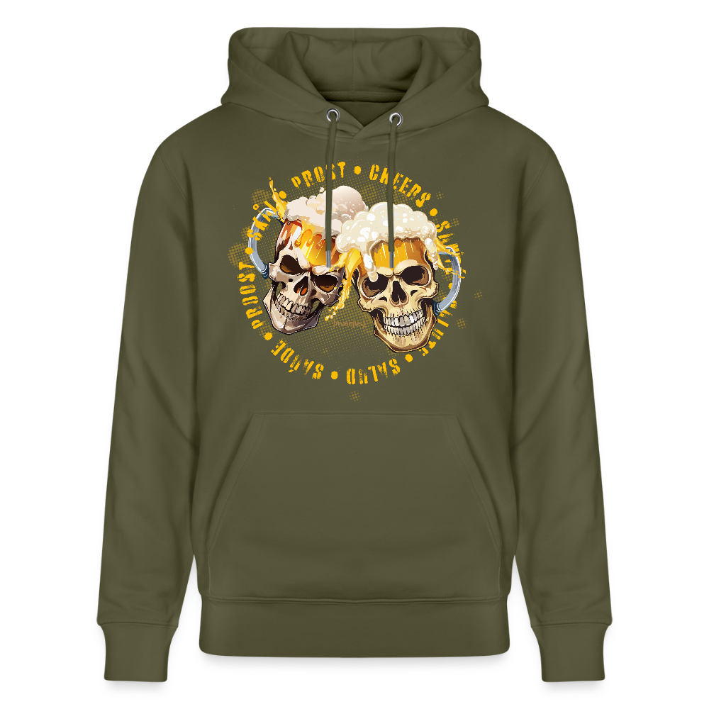 Unisex Bio-Hoodie mit OKTOBERFEST SKULL BOY PRINT - Khaki Grün