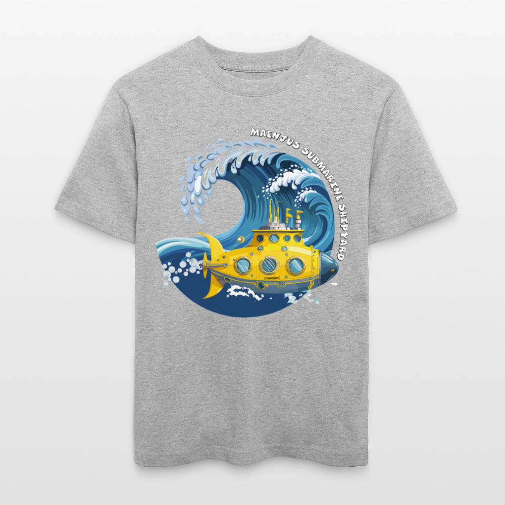 Unisex Bio-T-Shirt mit MAENJUS SUBMARINE SHIPYARD PRINT Vorderseite - Grau meliert