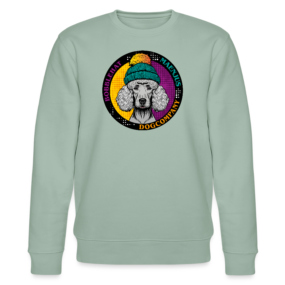 Unisex Bio-Sweatshirt mit BOBBLEHAT DOGCOMPANY PRINT - Helles Graugrün