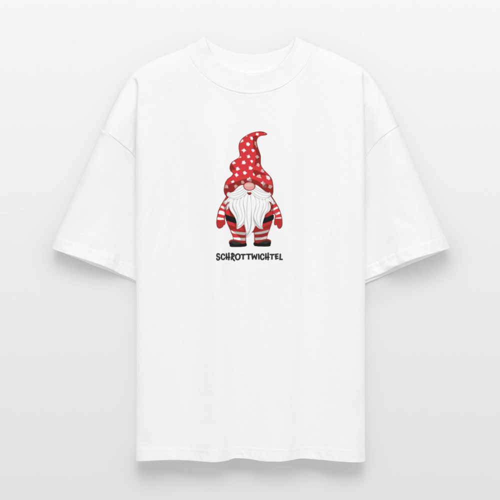 Oversized Unisex Bio T-Shirt mit SCHROTTWICHTEL PRINT - Weiß