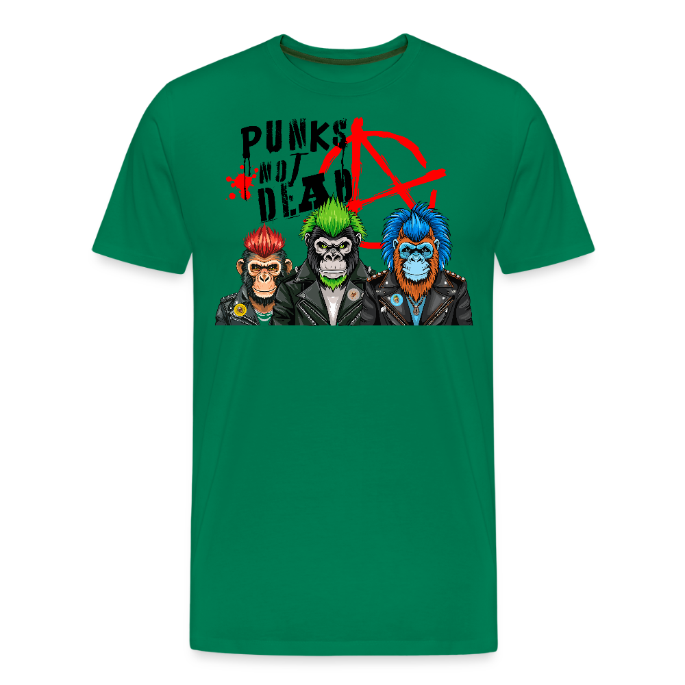 Männer Premium T-Shirt mit PUNKS NOT DEAD PRINT - Kelly Green