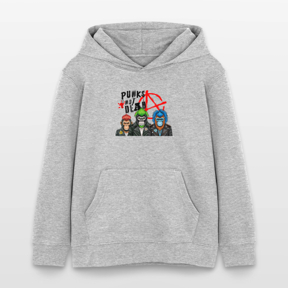 MNJS KIDS Bio-Hoodie mit PUNKS NOT DEAD PRINT - Grau meliert