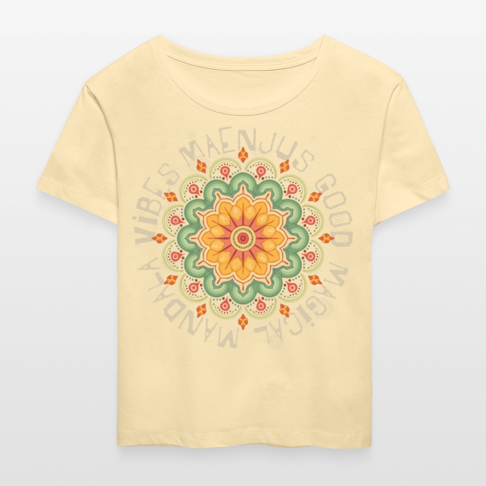 Rundhals Frauen Bio-T-Shirt mit Mandala Vibes PRINT - Creme
