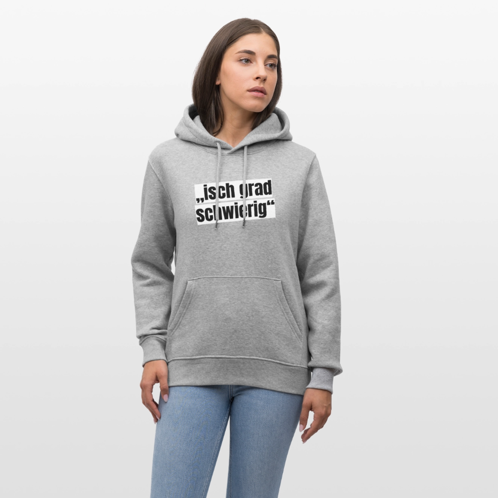 Unisex Hoodie mit ISCH GRAD SCHWIERIG PRINT - Grau meliert