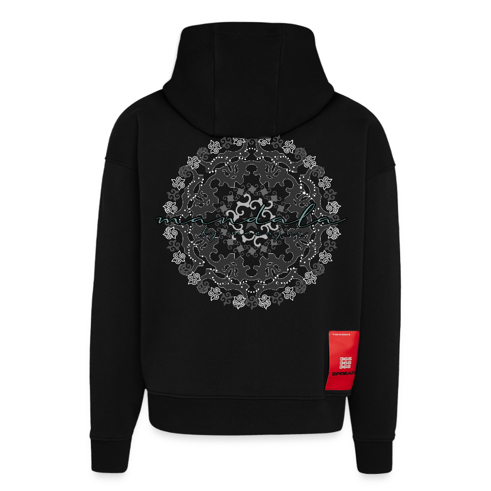 Heavyweight Oversized Organic Hoodie Made in EU mit Mandala Vibes Print - SOLID BLACK