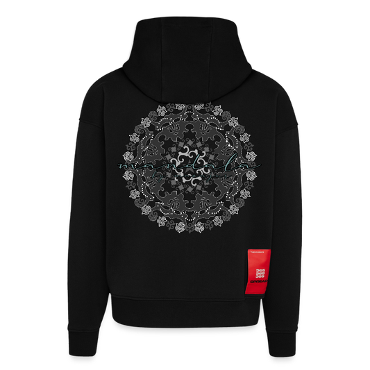 Heavyweight Oversized Organic Hoodie Made in EU mit Mandala Vibes Print - SOLID BLACK