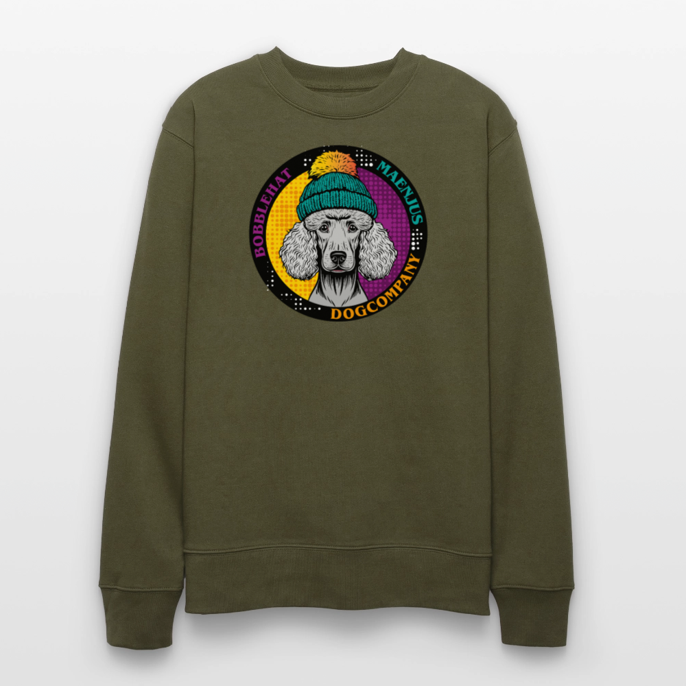 Unisex Bio-Sweatshirt mit BOBBLEHAT DOGCOMPANY PRINT - Khaki