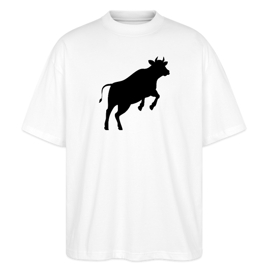 Oversized Unisex T-Shirt mit JUMPING COW PRINT - Weiß
