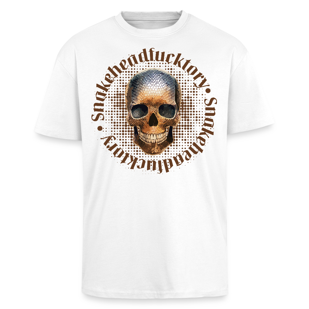 Heavy Oversize T-Shirt mit SNAKEHEAD SKULL PRINT - Weiß