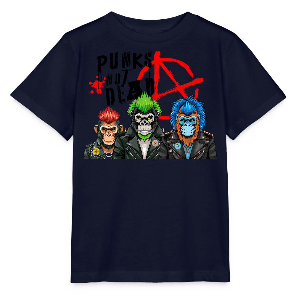 MNJS KIDS Bio T-Shirt mit PUNKS NOT DEAD PRINT - Navy