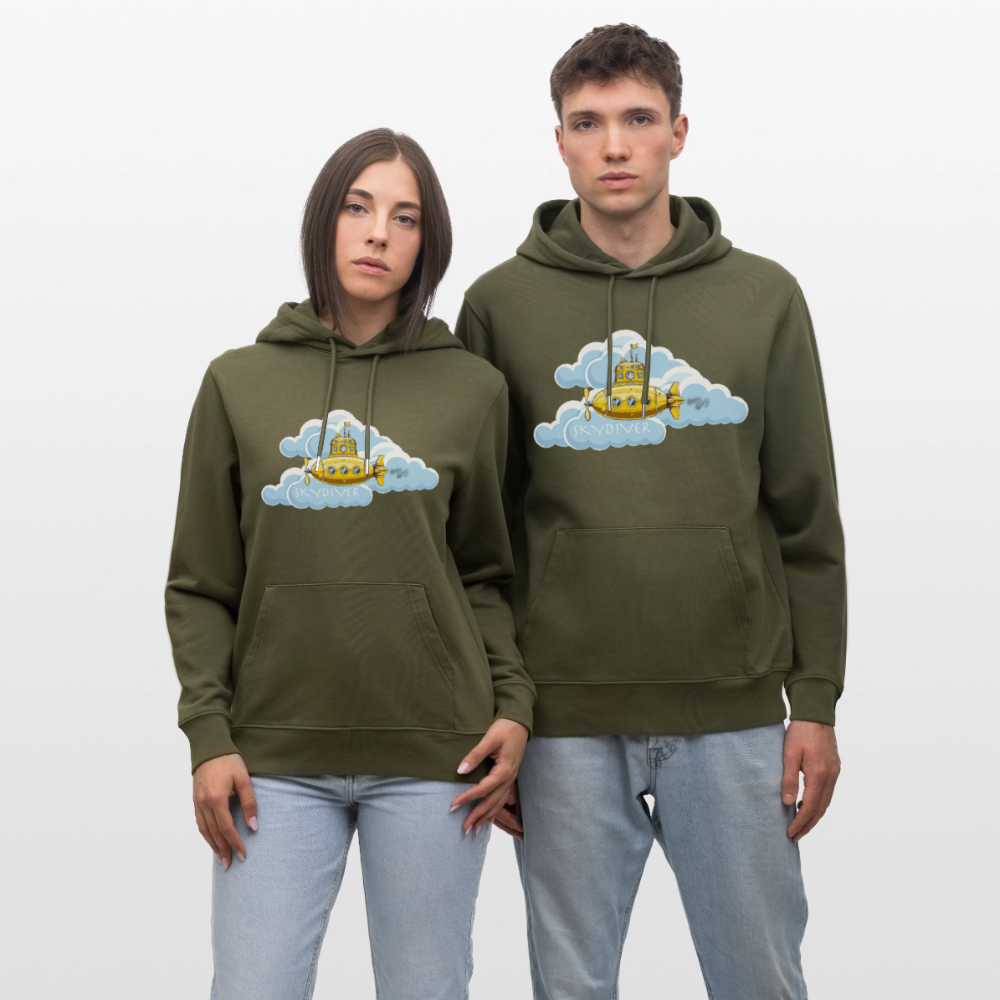 Unisex Bio-Hoodie mit SKYDIVER PRINT - Khaki Grün