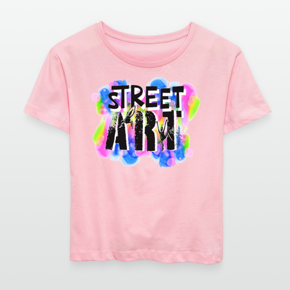 Relaxed Rundhals Frauen Bio-T-Shirt mit STREET ART PRINT - Hellrosa