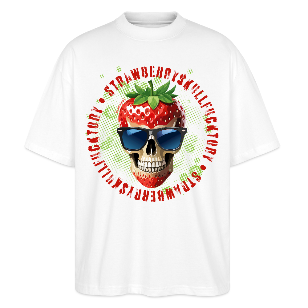 Oversized Unisex T-Shirt mit STRAWBERRY SKULL PRINT - Weiß