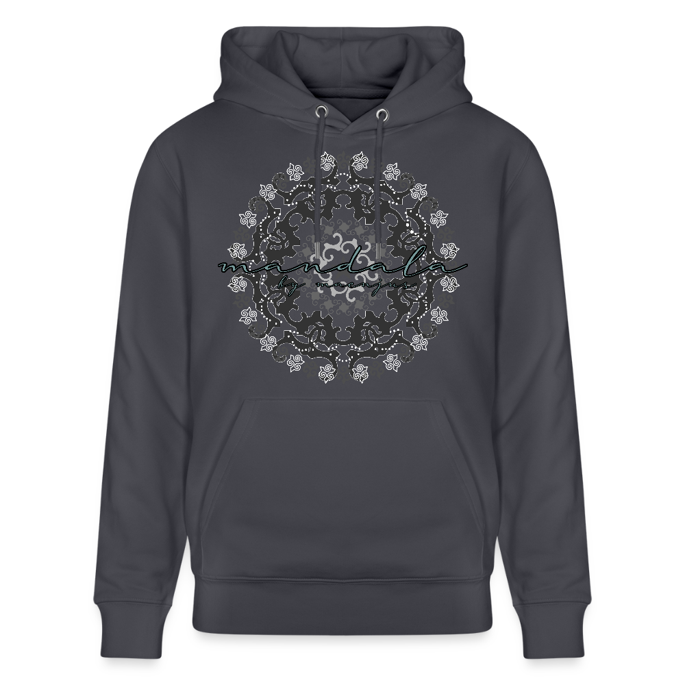 Unisex Bio-Hoodie mit BLACK MANDALA PRINT - Indigoblau