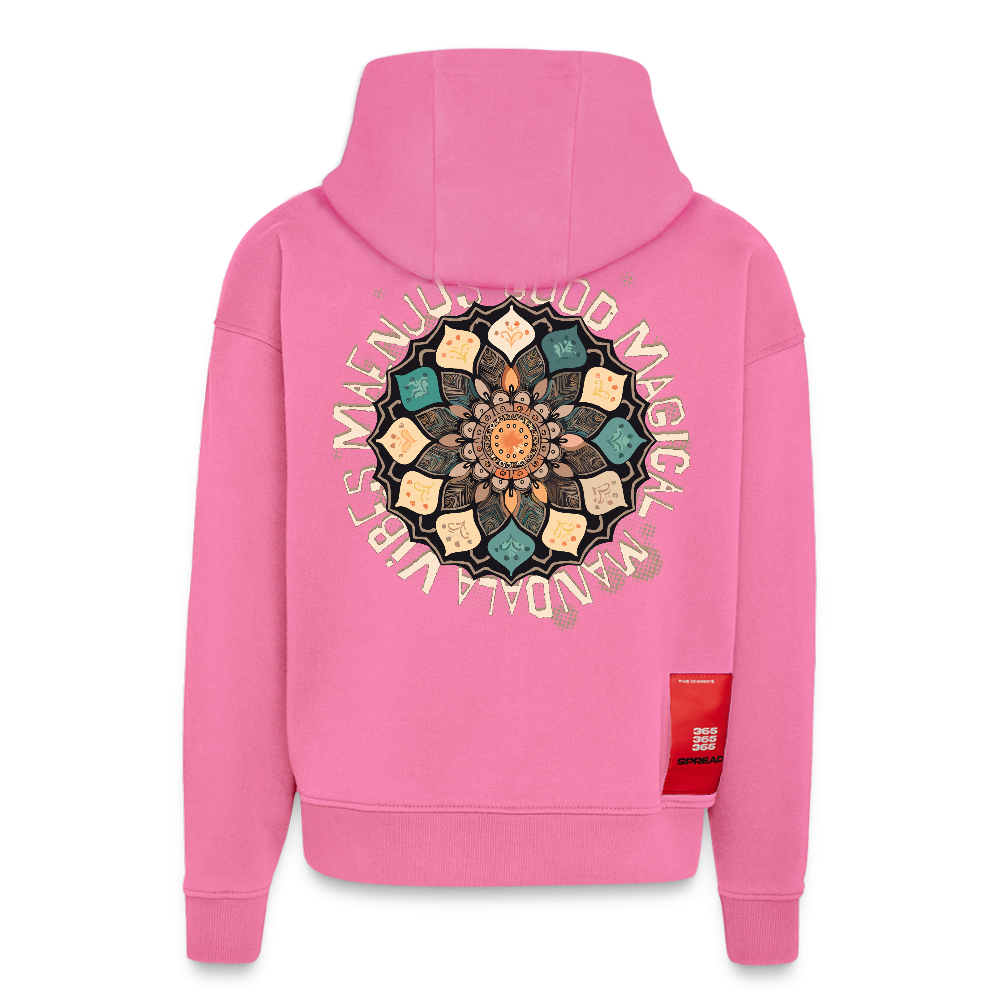 Heavyweight Oversized Organic Hoodie Made in EU mit Mandala Vibes Print - AURA PINK