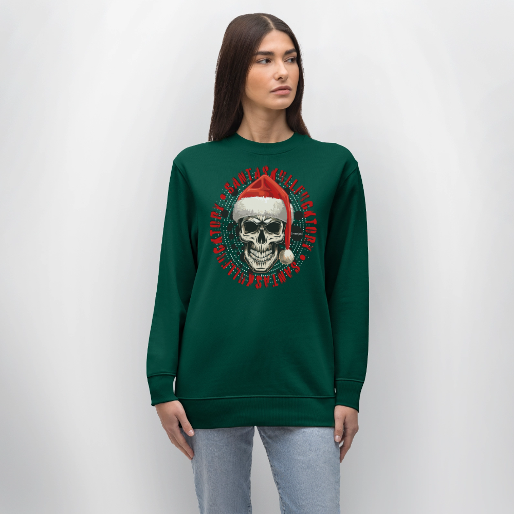 Unisex Bio-Sweatshirt mit SANTASKULL FUCKTORY PRINT - Forest