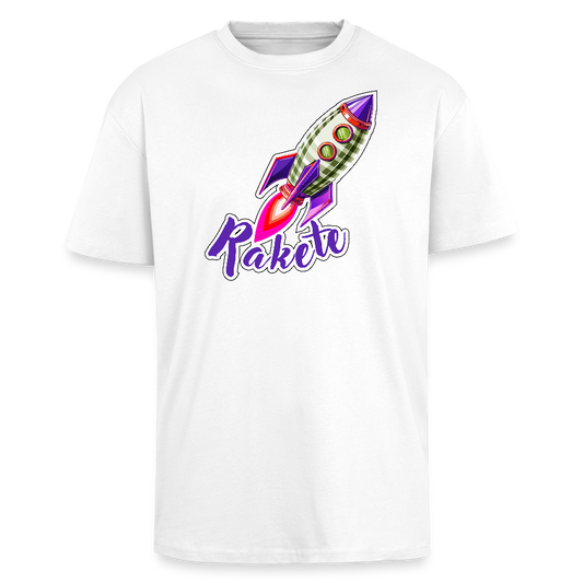 Heavy Oversize T-Shirt mit RAKETE PRINT - Weiß