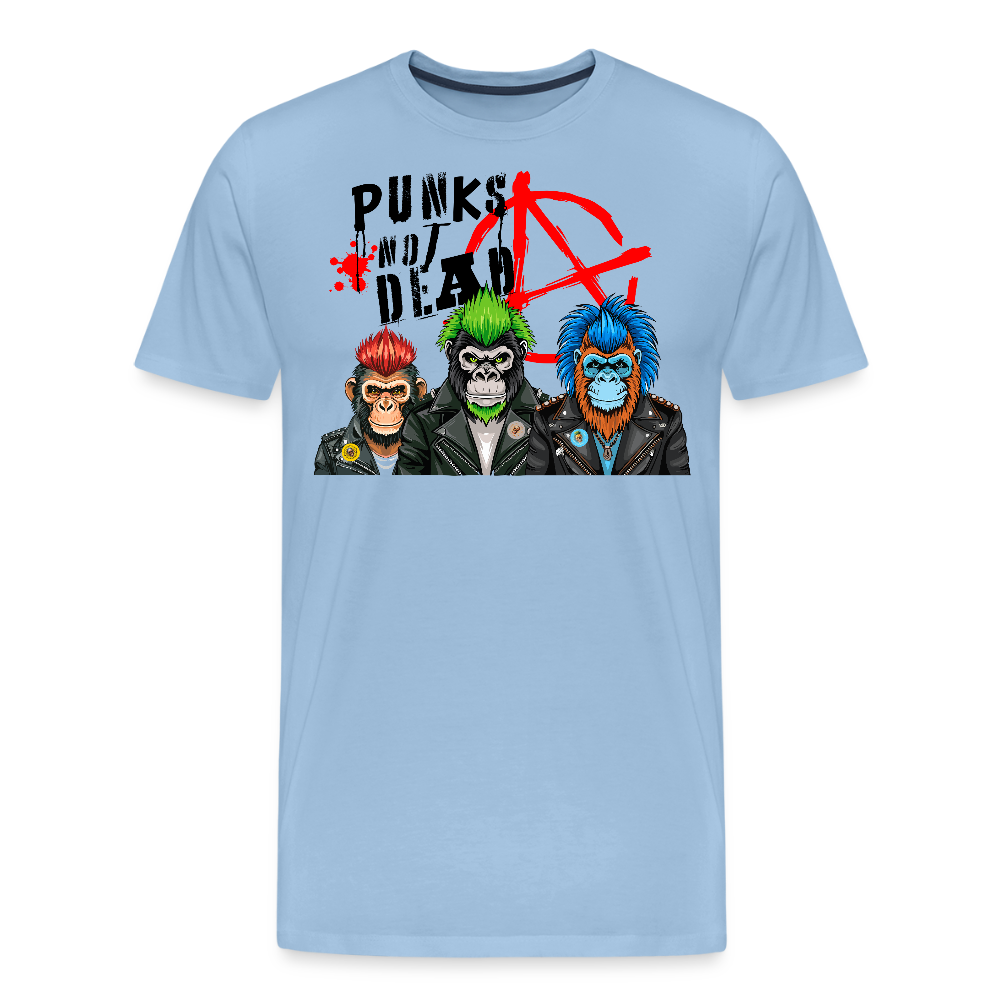 Männer Premium T-Shirt mit PUNKS NOT DEAD PRINT - Sky