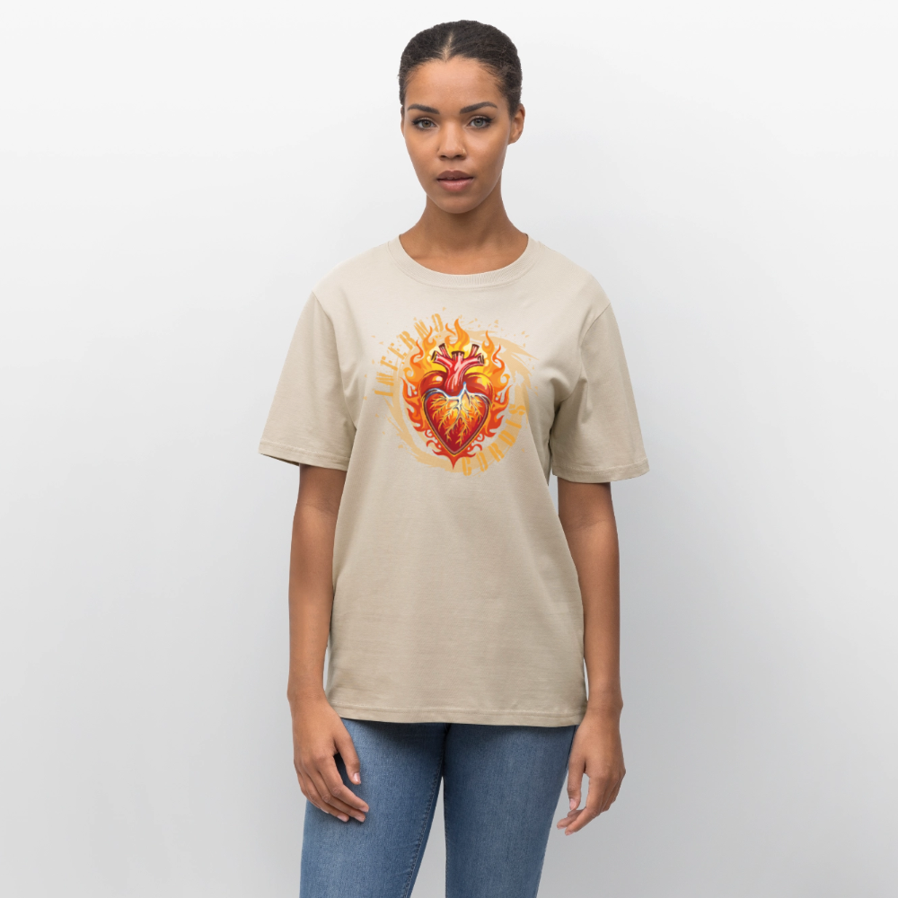 Unisex Bio-T-Shirt mit FEUERHERZ ORANGE PRINT - Weißgrau