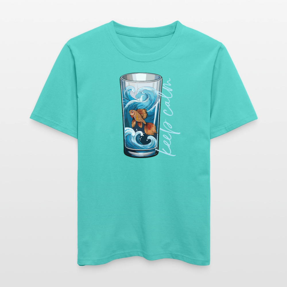 Unisex Bio-T-Shirt mit KEEP CALM PRINT - Poolblau