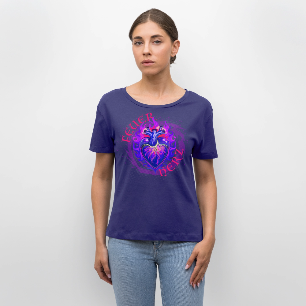 Frauen T-Shirt mit FEUERHERZ LILA PRINT - Dämmerung