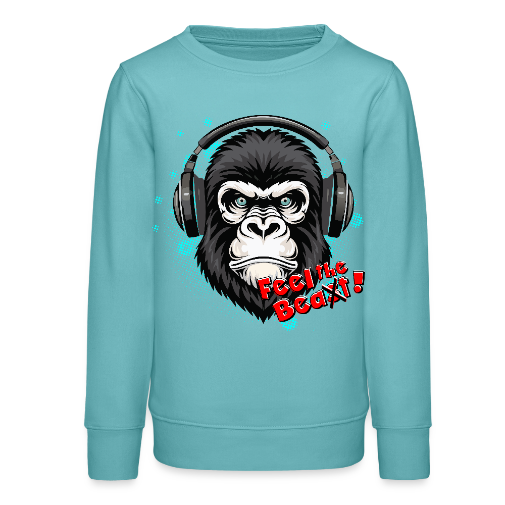 MNJS TEENS Bio Sweatshirt mit FEEL THE BEA(S)T PRINT - Pastelltürkis