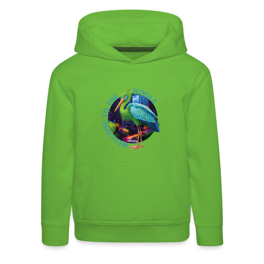 MNJS KIDS Premium Hoodie mit WELCOME TO THE JUNGLE PRINT - Hellgrün