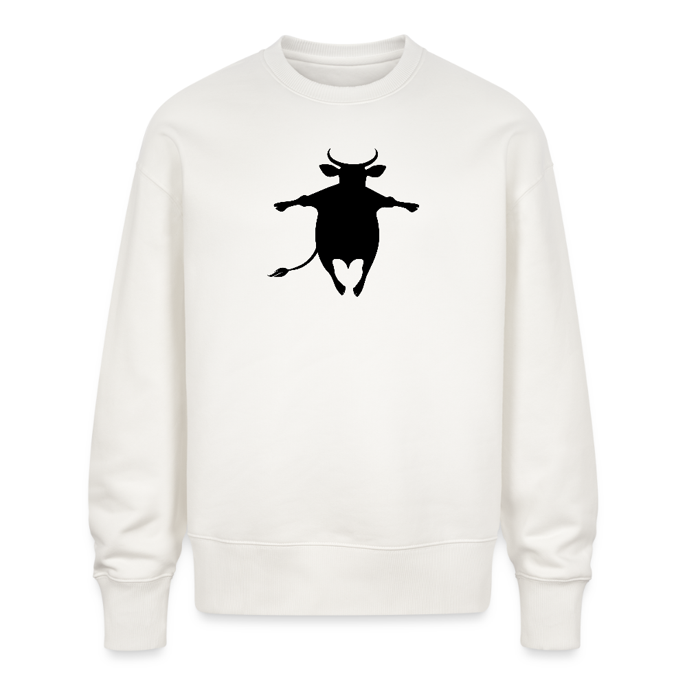 Unisex Oversize Pullover mit FUNNY COW PRINT - OFF WHITE