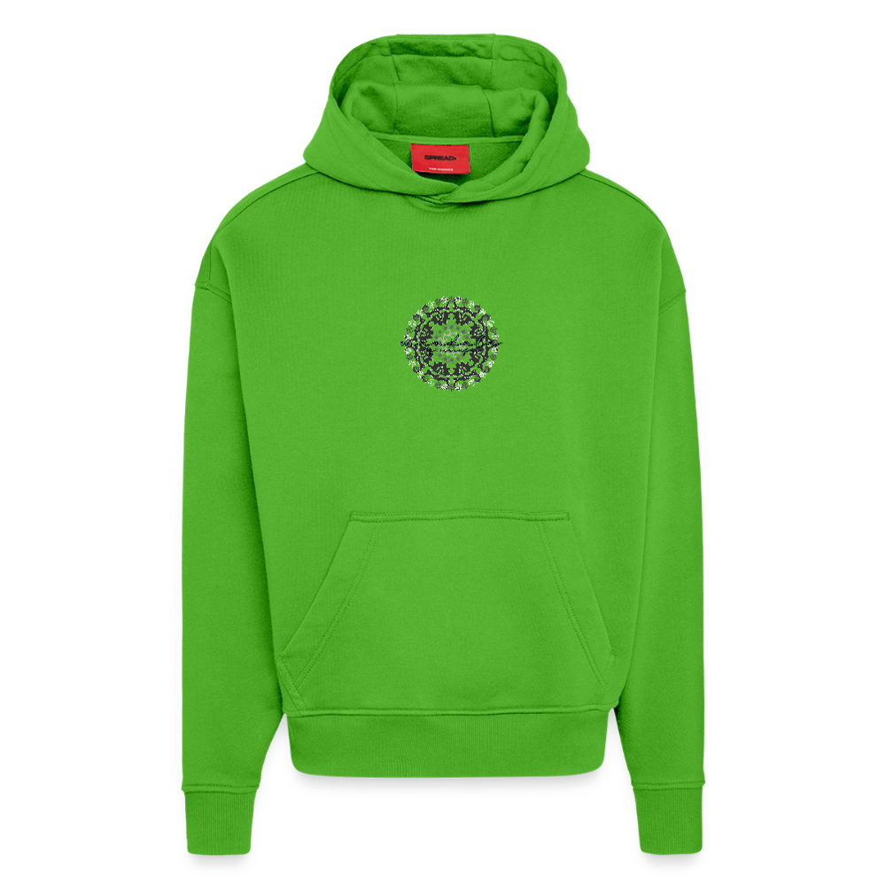 Heavyweight Oversized Organic Hoodie Made in EU mit Mandala Vibes Print - Apple Neon