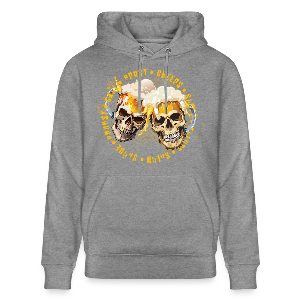 Unisex Bio-Hoodie mit OKTOBERFEST SKULL BOY PRINT - Hellgrau marmoriert
