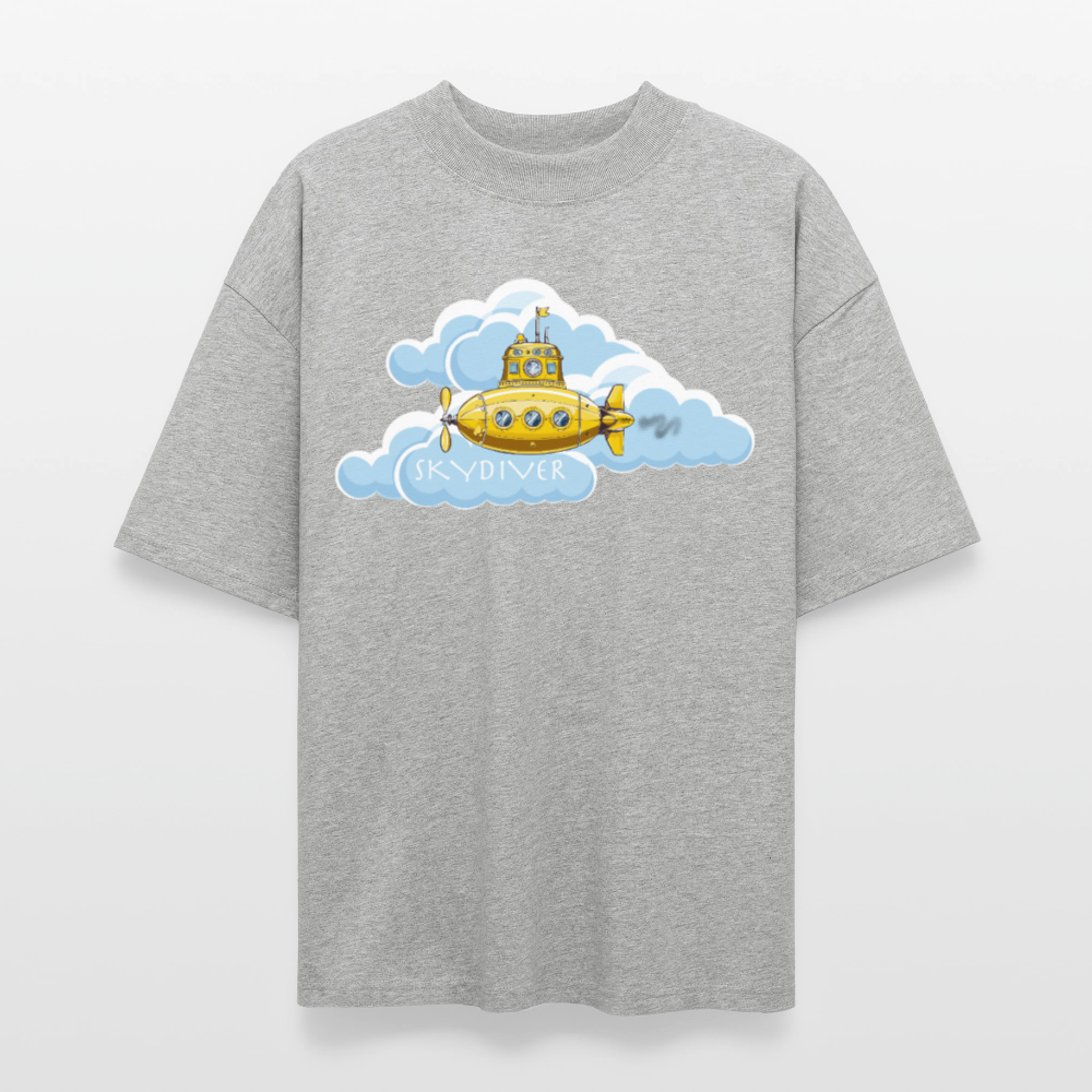 Oversized Unisex Bio T-Shirt mit SKYDIVER PRINT - Grau meliert