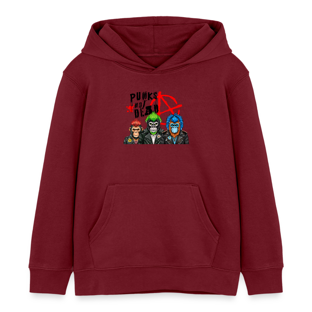 MNJS KIDS Bio-Hoodie mit PUNKS NOT DEAD PRINT - Burgunderrot