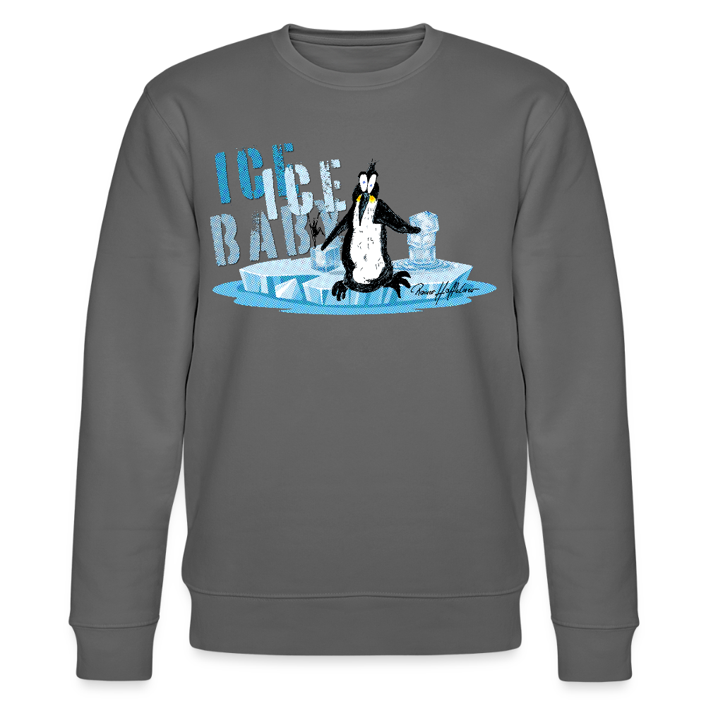 Unisex Bio-Sweatshirt mit ICE ICE BABY PRINT - Anthrazit