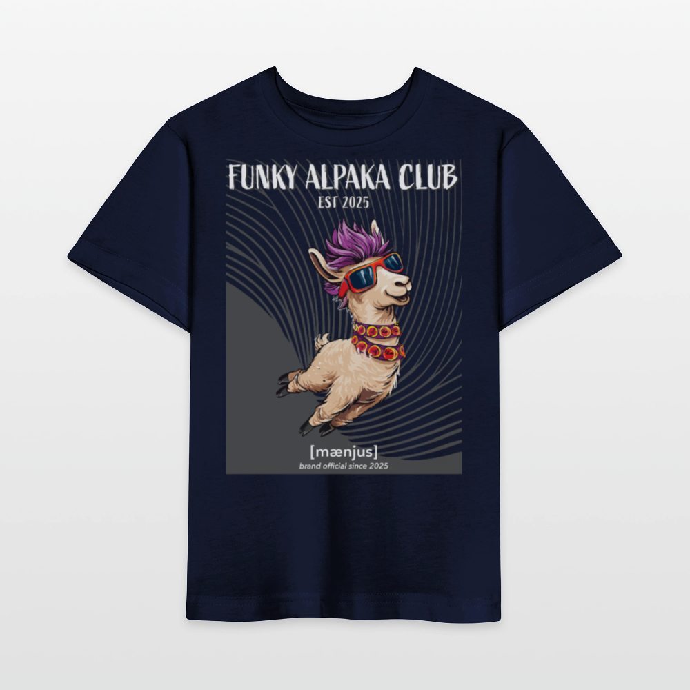 MNJS KIDS Bio T-Shirt mit FUNKY ALPAKA CLUB PRINT - Navy