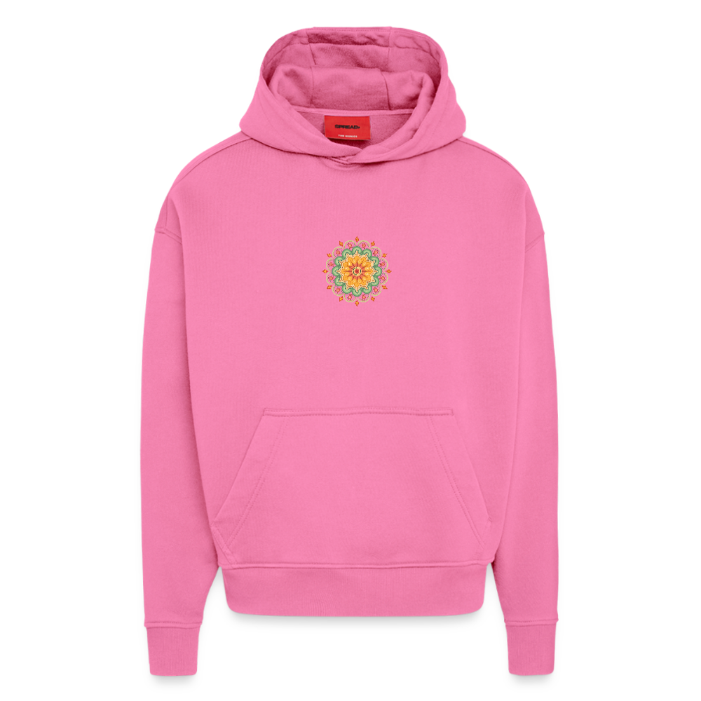 Heavyweight Oversized Organic Hoodie Made in EU mit Mandala Vibes Print - AURA PINK