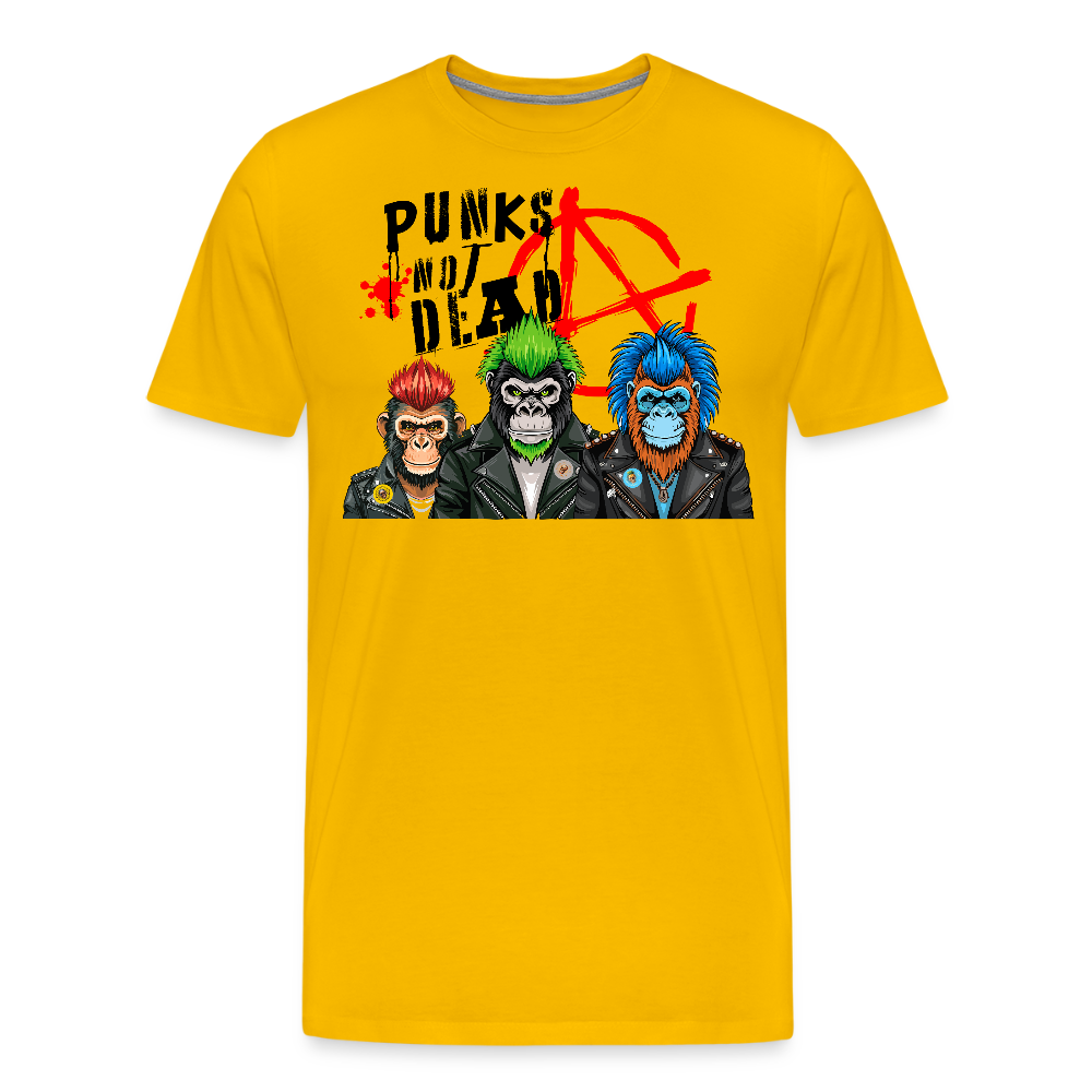 Männer Premium T-Shirt mit PUNKS NOT DEAD PRINT - Sonnengelb