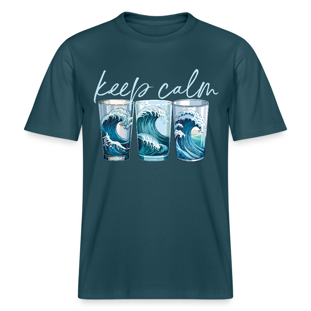 Unisex Bio-T-Shirt mit KEEP CALM PRINT - Dunkles Petrol