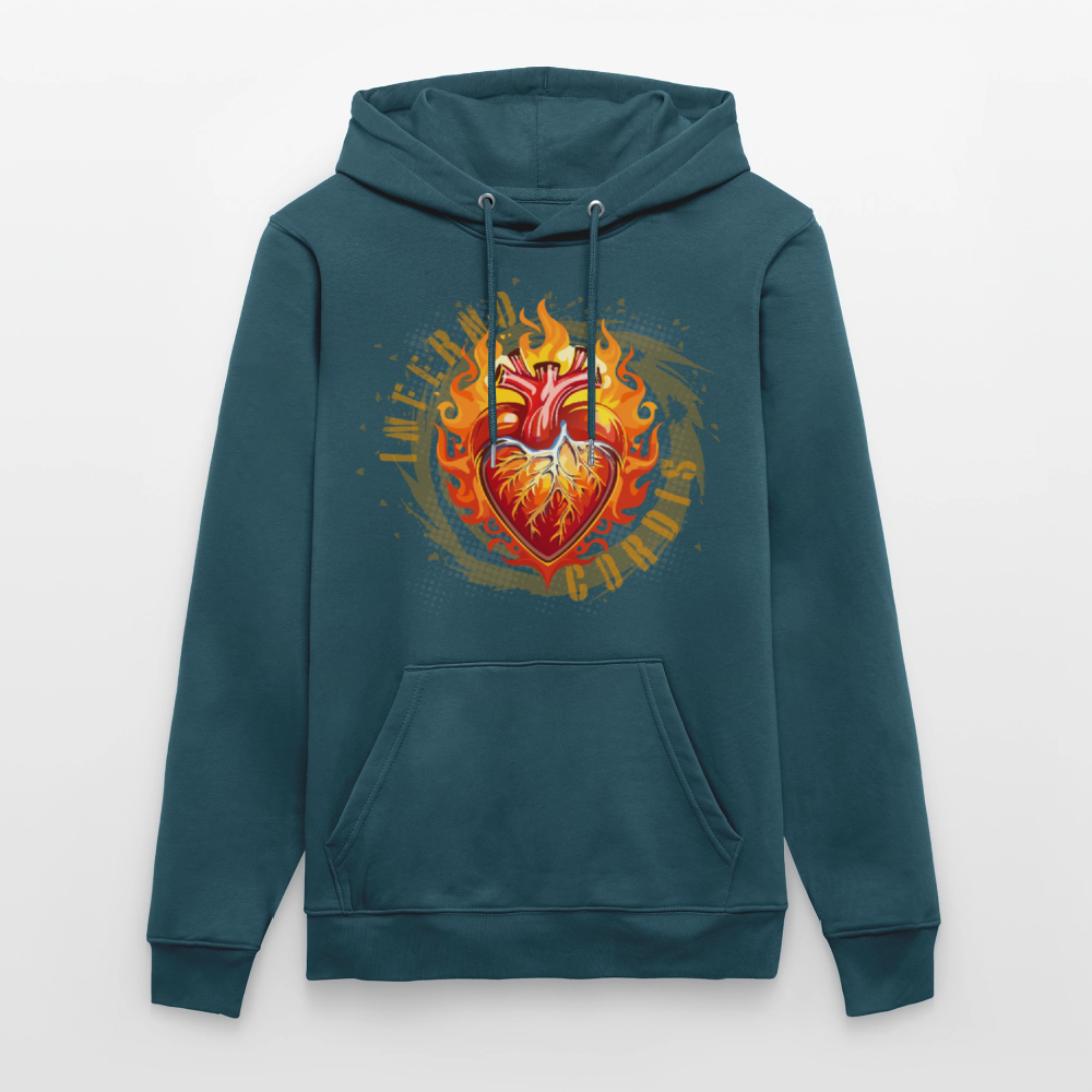 Unisex Bio-Hoodie mit FEUERHERZ PRINT - Dunkles Petrol