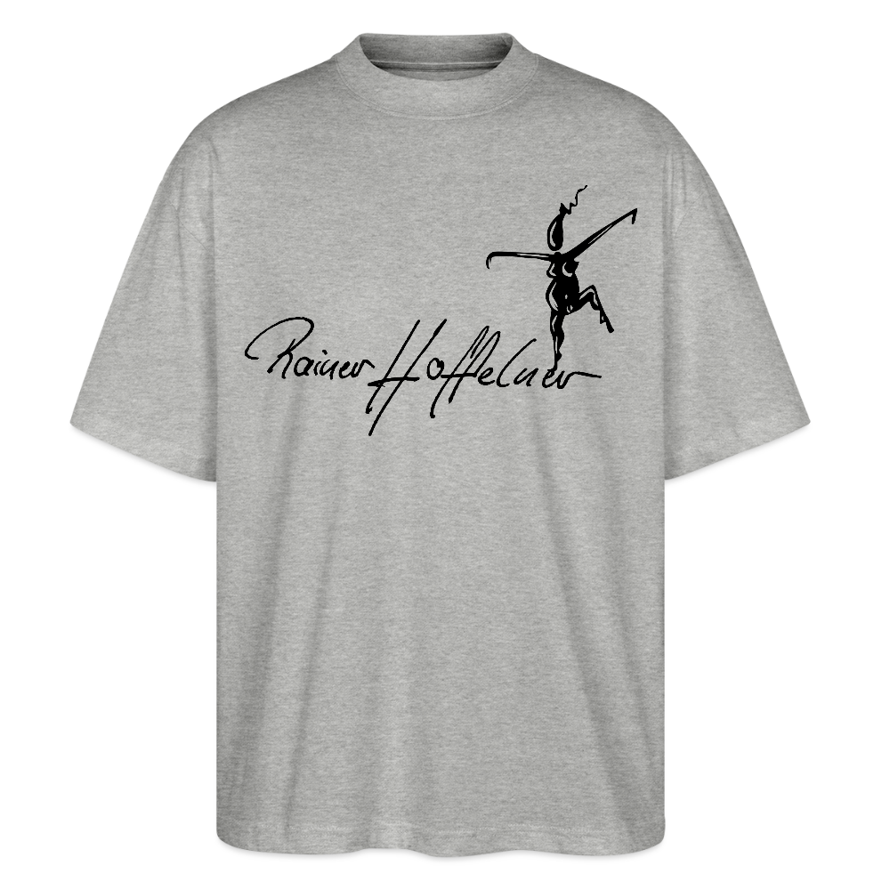 Oversized Unisex T-Shirt mit TUSCHEWEIBCHEN PRINT - Grau meliert