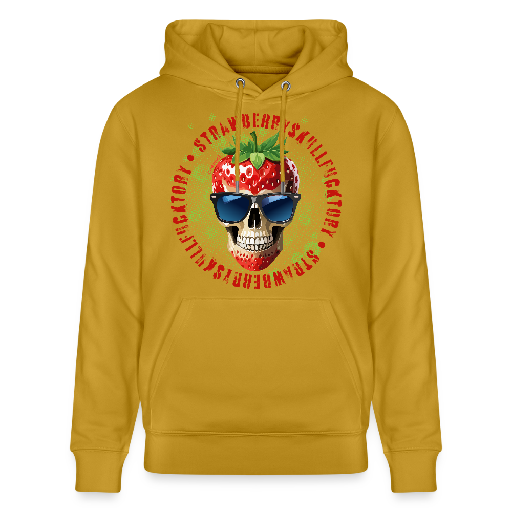 Unisex Hoodie mit STRAWBERRY SKULL PRINT - Ocker