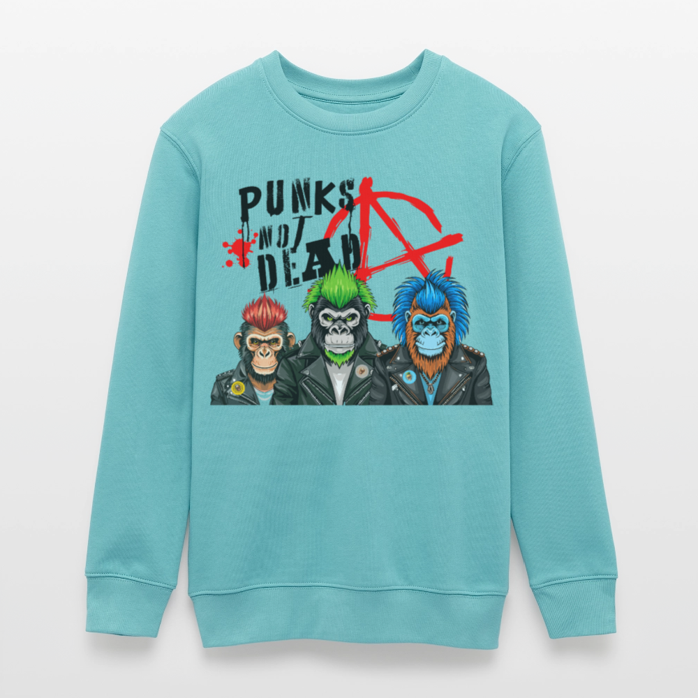 MNJS TEENS Bio Sweatshirt mit PUNKS NOT DEAD PRINT - Pastelltürkis
